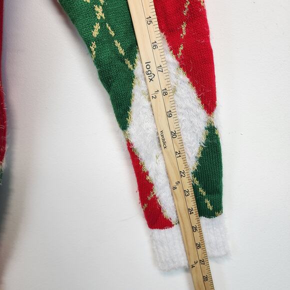 Holiday Time Ugly Christmas Sweater Cardigan Size L Elves Argle V-neck Festive - Picture 8 of 10